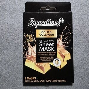 Spasations Gold & Collagen Detoxifying Sheet Mask 2 Masks 1.68 fl oz Deep Clean